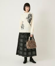 RLHAE52350 HIROKO BIS GRANDE(ヒロコ ビス グランデ) 【大きいサイズ】チェックジャカードシャーリングスカート ブラック