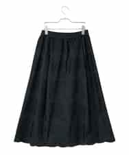 RLHAF50410 HIROKO BIS GRANDE(ヒロコ ビス グランデ) 【大きいサイズ】モチーフレースデザインスカート /洗える ブラック