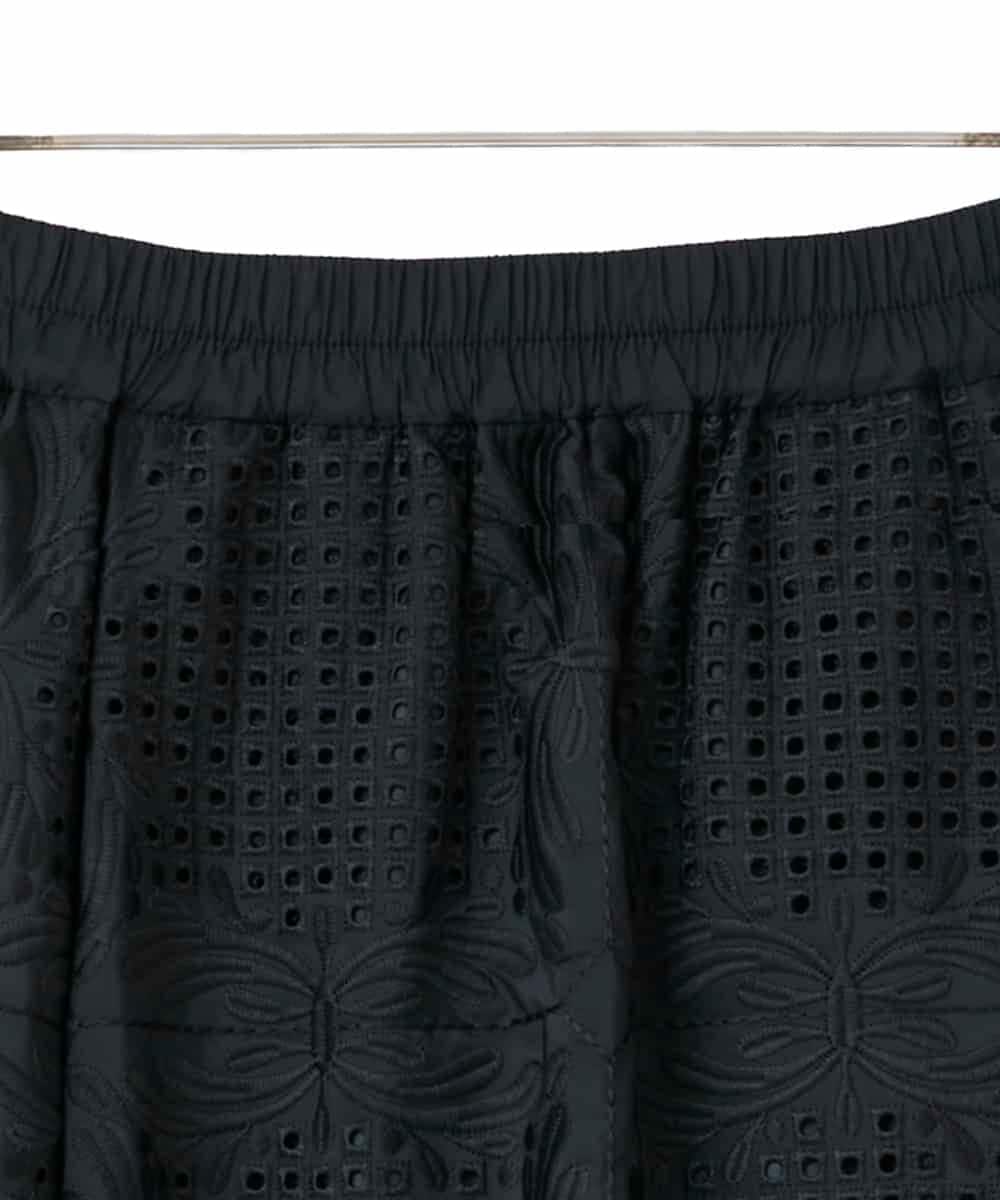 RLHAF50410 HIROKO BIS GRANDE(ヒロコ ビス グランデ) 【大きいサイズ】モチーフレースデザインスカート /洗える ブラック