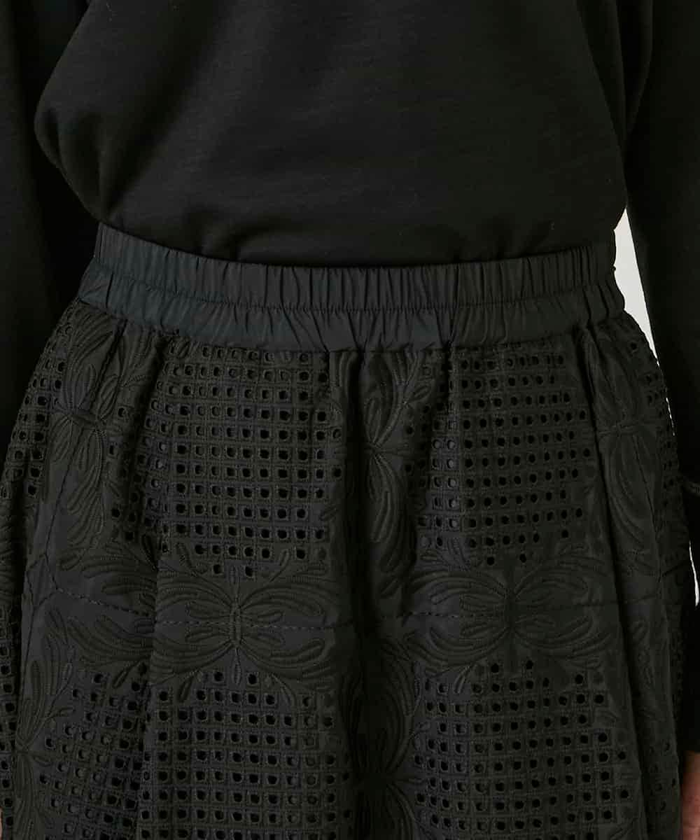 RLHAF50410 HIROKO BIS GRANDE(ヒロコ ビス グランデ) 【大きいサイズ】モチーフレースデザインスカート /洗える ブラック