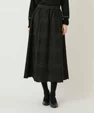 RLHAF50410 HIROKO BIS GRANDE(ヒロコ ビス グランデ) 【大きいサイズ】モチーフレースデザインスカート /洗える ブラック