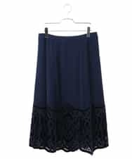 RLHAX16350 HIROKO BIS GRANDE(ヒロコ ビス グランデ) 【洗える】ベロア刺繍レースフレアスカート ネイビー