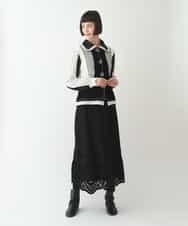 RLHAX16350 HIROKO BIS GRANDE(ヒロコ ビス グランデ) 【洗える】ベロア刺繍レースフレアスカート ブラック