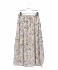 RLHDD08310 HIROKO BIS GRANDE(ヒロコ ビス グランデ) 【大きいサイズ】アイリスフラワープリントシアースカート アイボリー