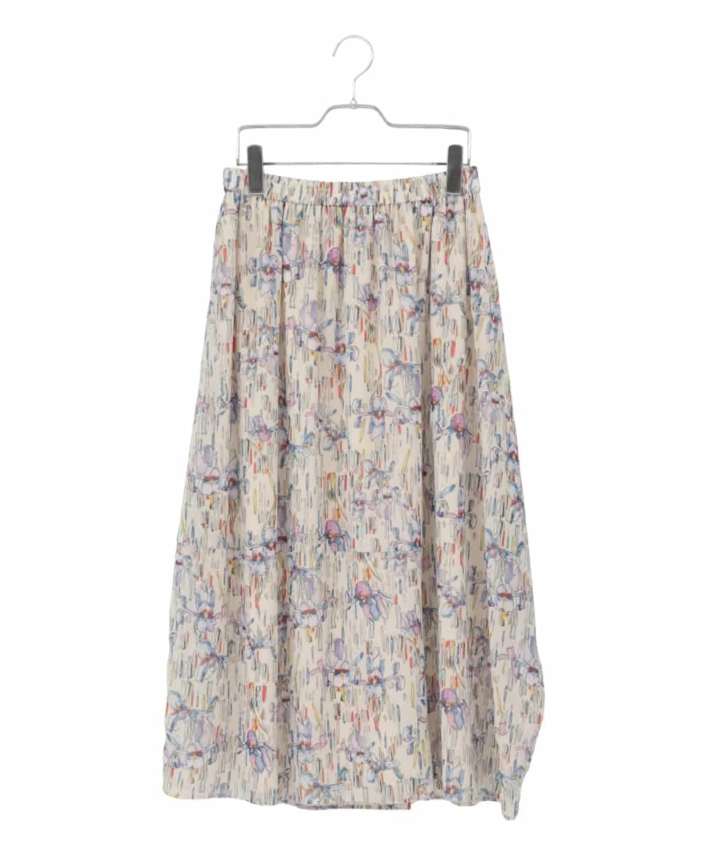 RLHDD08310 HIROKO BIS GRANDE(ヒロコ ビス グランデ) 【大きいサイズ】アイリスフラワープリントシアースカート アイボリー