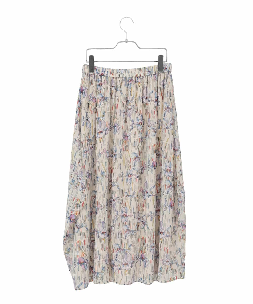 RLHDD08310 HIROKO BIS GRANDE(ヒロコ ビス グランデ) 【大きいサイズ】アイリスフラワープリントシアースカート アイボリー