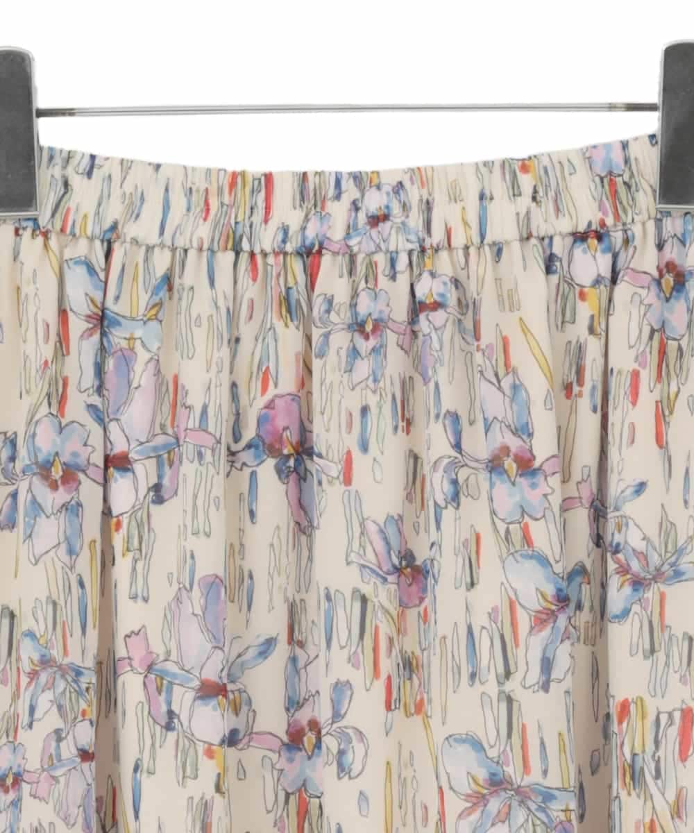 RLHDD08310 HIROKO BIS GRANDE(ヒロコ ビス グランデ) 【大きいサイズ】アイリスフラワープリントシアースカート アイボリー