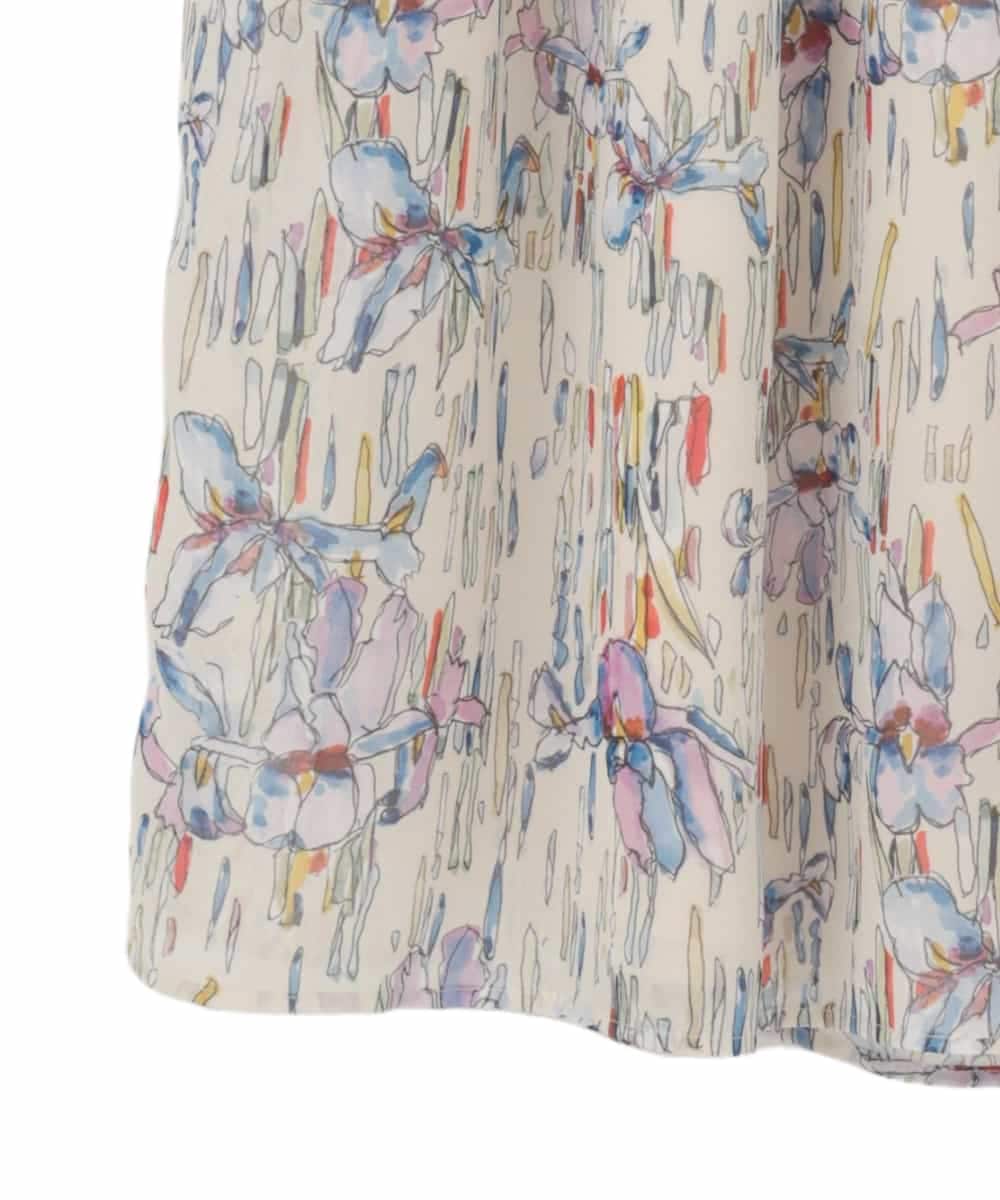 RLHDD08310 HIROKO BIS GRANDE(ヒロコ ビス グランデ) 【大きいサイズ】アイリスフラワープリントシアースカート アイボリー