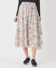 RLHDD08310 HIROKO BIS GRANDE(ヒロコ ビス グランデ) 【大きいサイズ】アイリスフラワープリントシアースカート アイボリー