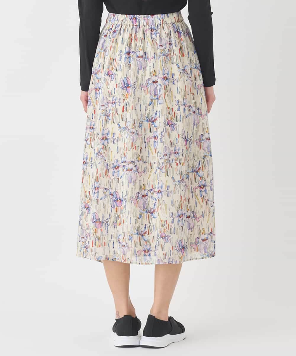 RLHDD08310 HIROKO BIS GRANDE(ヒロコ ビス グランデ) 【大きいサイズ】アイリスフラワープリントシアースカート アイボリー