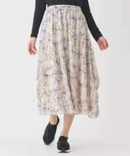 RLHDD08310 HIROKO BIS GRANDE(ヒロコ ビス グランデ) 【大きいサイズ】アイリスフラワープリントシアースカート アイボリー