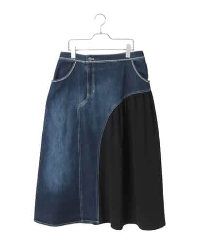 RLHED11290 HIROKO BIS GRANDE 異素材ジョイントリメイク風デニムスカート