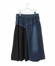 RLHED11290 HIROKO BIS GRANDE(ヒロコ ビス グランデ) 異素材ジョイントリメイク風デニムスカート ネイビー