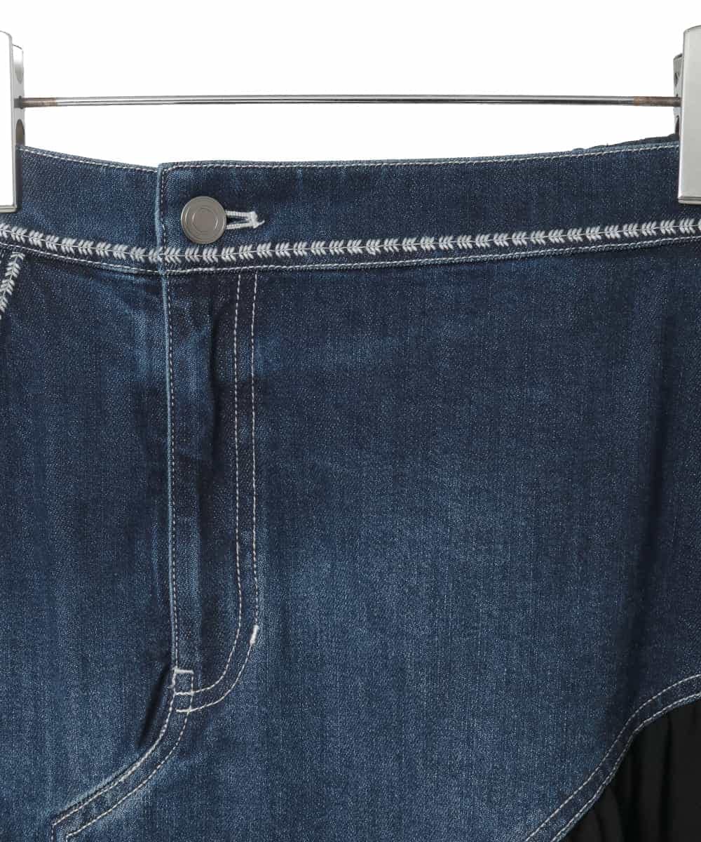 RLHED11290 HIROKO BIS GRANDE(ヒロコ ビス グランデ) 異素材ジョイントリメイク風デニムスカート ネイビー