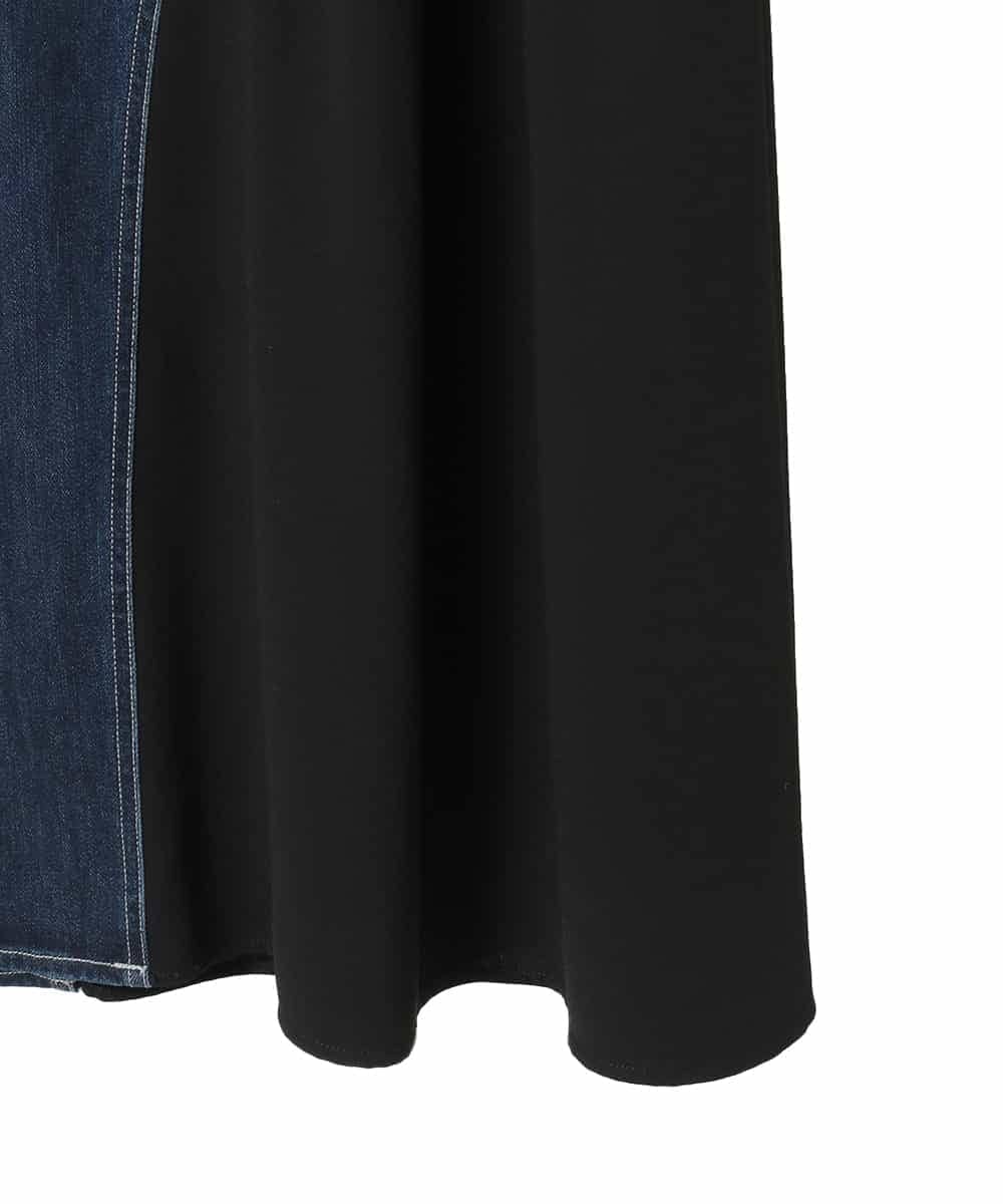 RLHED11290 HIROKO BIS GRANDE(ヒロコ ビス グランデ) 異素材ジョイントリメイク風デニムスカート ネイビー