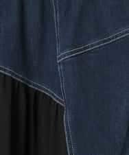 RLHED11290 HIROKO BIS GRANDE(ヒロコ ビス グランデ) 異素材ジョイントリメイク風デニムスカート ネイビー