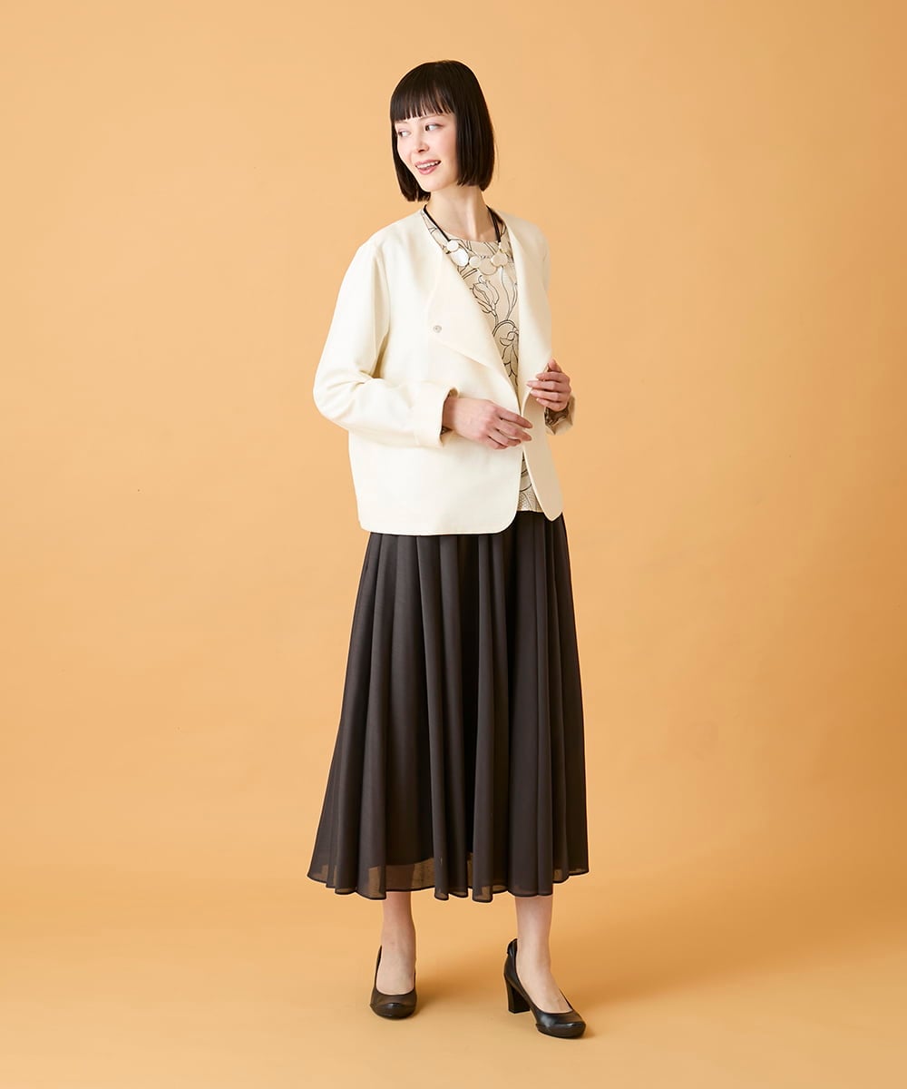 RLHED51310 HIROKO BIS GRANDE(ヒロコ ビス グランデ) 【大きいサイズ】かまぼこプリーツスカート /洗える ダークグレー