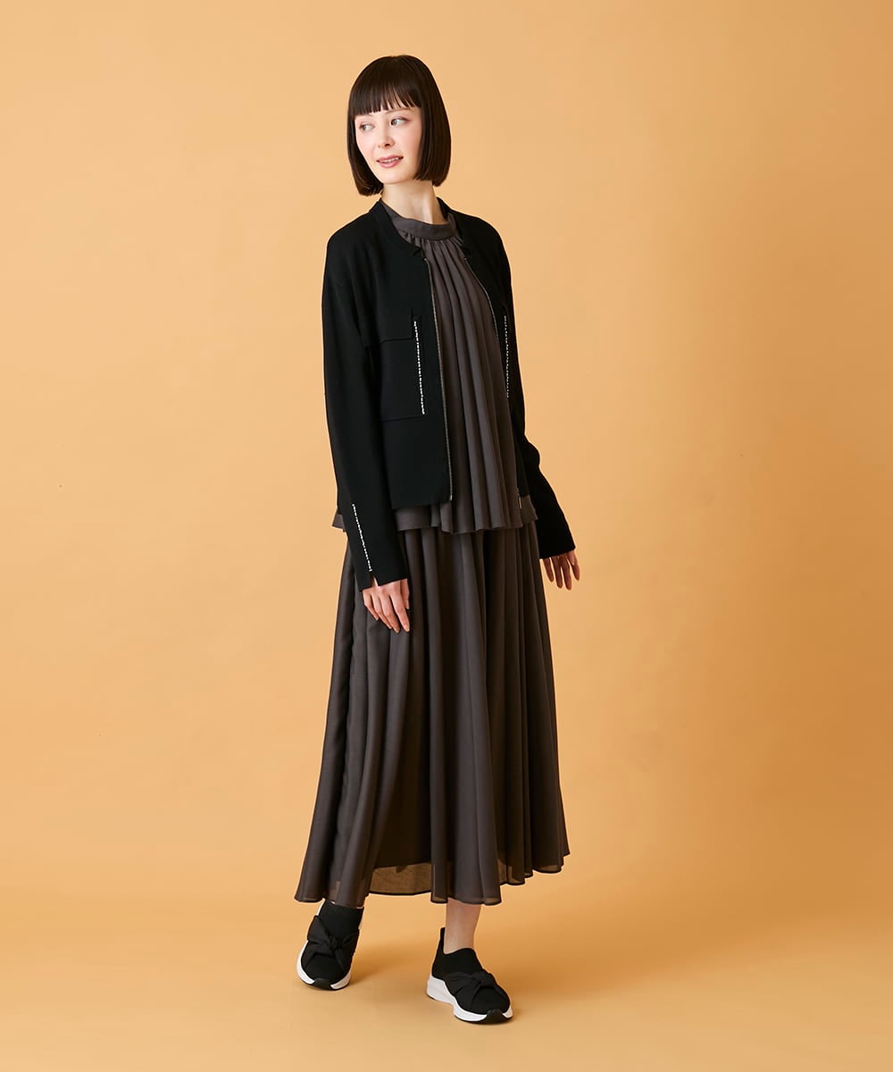 RLHED51310 HIROKO BIS GRANDE(ヒロコ ビス グランデ) 【大きいサイズ】かまぼこプリーツスカート /洗える ダークグレー