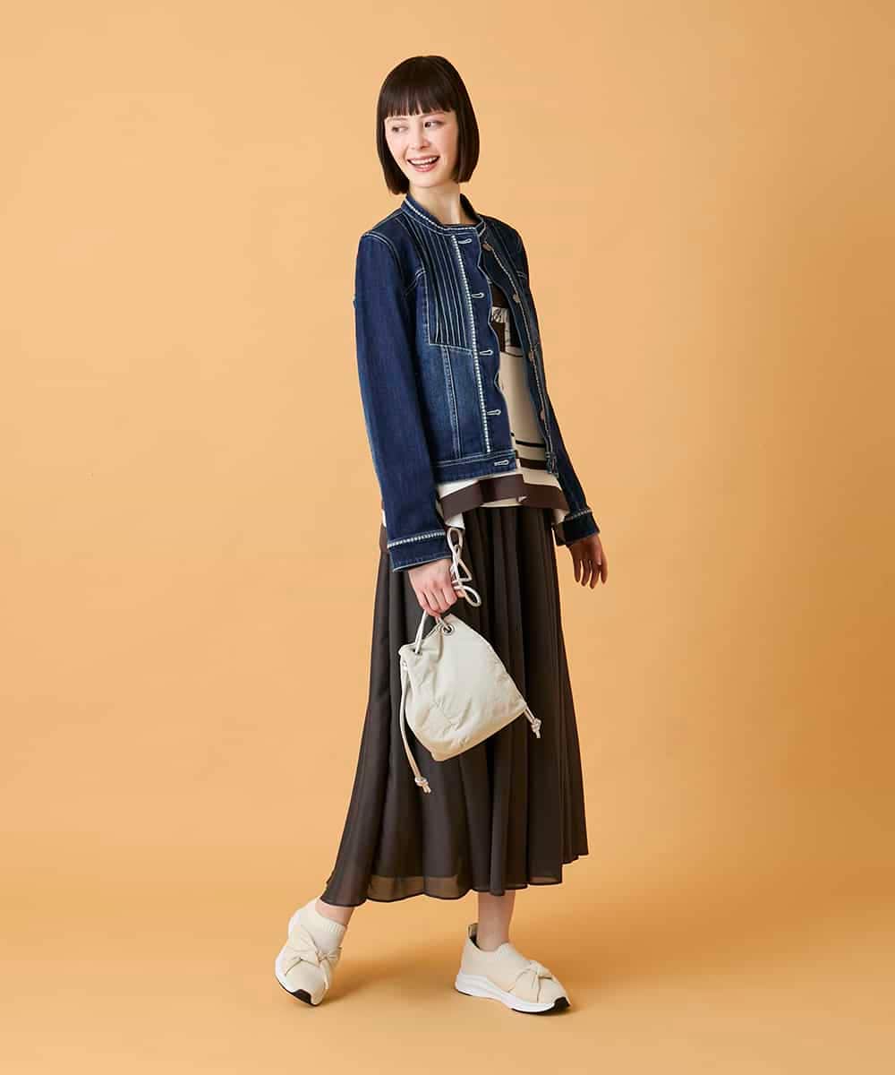 RLHED51310 HIROKO BIS GRANDE(ヒロコ ビス グランデ) 【大きいサイズ】かまぼこプリーツスカート /洗える ダークグレー