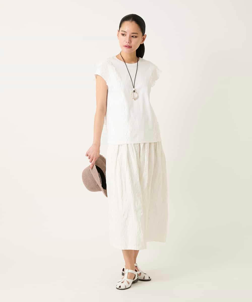 RLHFD26310 HIROKO BIS GRANDE(ヒロコ ビス グランデ) ボタニカルモチーフスカート ホワイト