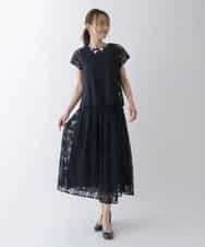 RLHHS06350 HIROKO BIS GRANDE(ヒロコ ビス グランデ) 【洗える】フラワー刺繍チュールフレアスカート ライトグレー