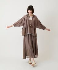 RLHIE04280 HIROKO BIS GRANDE(ヒロコ ビス グランデ) 【大きいサイズ】メッシュアクセントアシンメトリースカート /洗える ブラウン