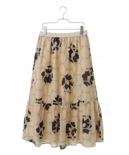 RLHIT02350 HIROKO BIS GRANDE 【洗える】サークル刺繍フラワープリントスカート