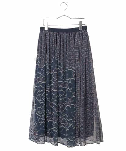 RLHJB11380  【大きいサイズ】楊柳シフォンフラワープリントスカート