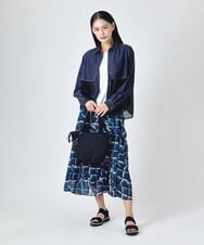 RLHJD21310 HIROKO BIS GRANDE(ヒロコ ビス グランデ) 【大きいサイズ】変形チェックアシンメトリーデザインスカート ネイビー
