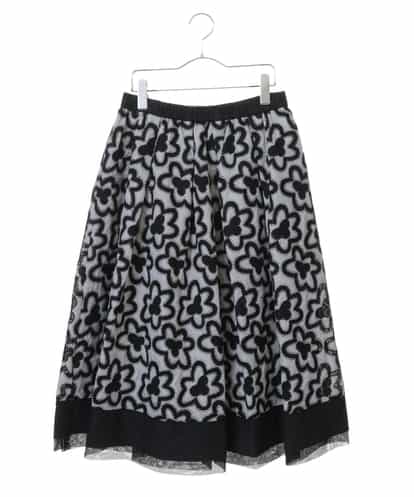 RLHJQ22380 HIROKO BIS GRANDE 【洗濯機で洗える】フラワー刺繍スカート