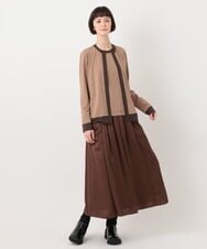 RLHJS05260 HIROKO BIS GRANDE(ヒロコ ビス グランデ) 【洗濯機で洗える】サテンギャザーフレアスカート ブラウン