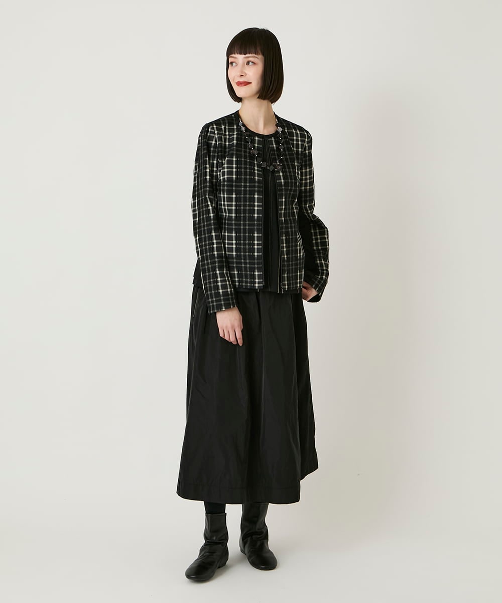 RLJAE50450 HIROKO BIS GRANDE(ヒロコ ビス グランデ) 【大きいサイズ】チェックジャカードジップアップジャケット ブラック