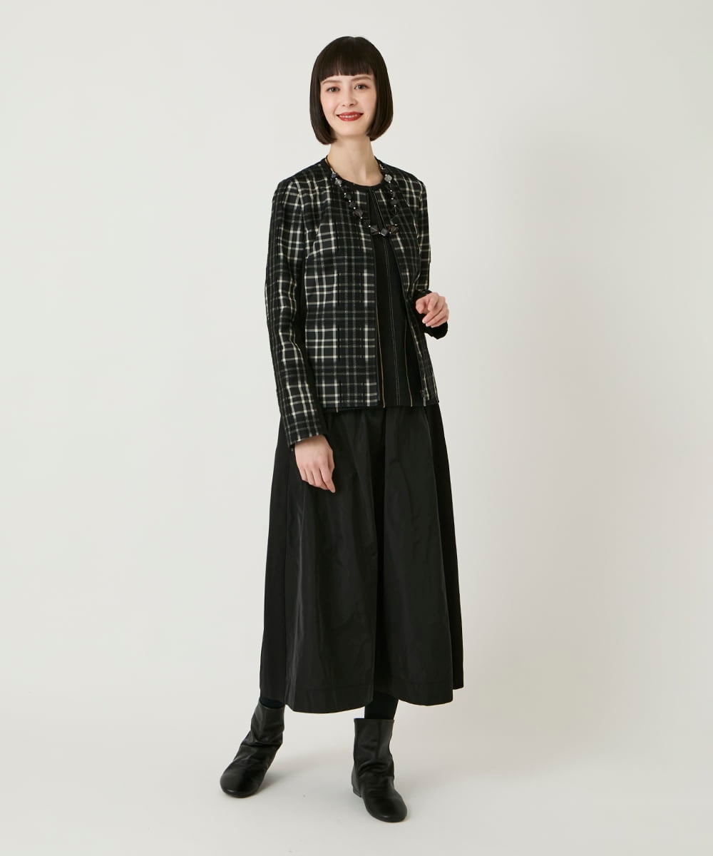 RLJAE50450 HIROKO BIS GRANDE(ヒロコ ビス グランデ) 【大きいサイズ】チェックジャカードジップアップジャケット ブラック