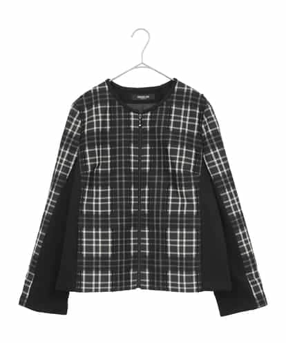 RLJAE50450 HIROKO BIS GRANDE 【大きいサイズ】チェックジャカードジップアップジャケット