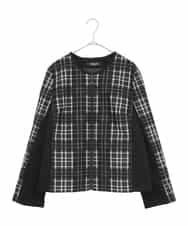 RLJAE50450 HIROKO BIS GRANDE(ヒロコ ビス グランデ) 【大きいサイズ】チェックジャカードジップアップジャケット ブラック