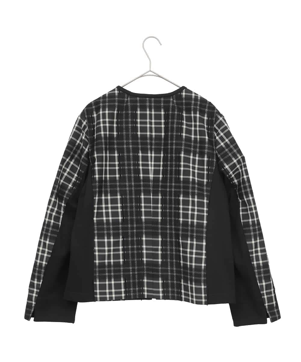 RLJAE50450 HIROKO BIS GRANDE(ヒロコ ビス グランデ) 【大きいサイズ】チェックジャカードジップアップジャケット ブラック