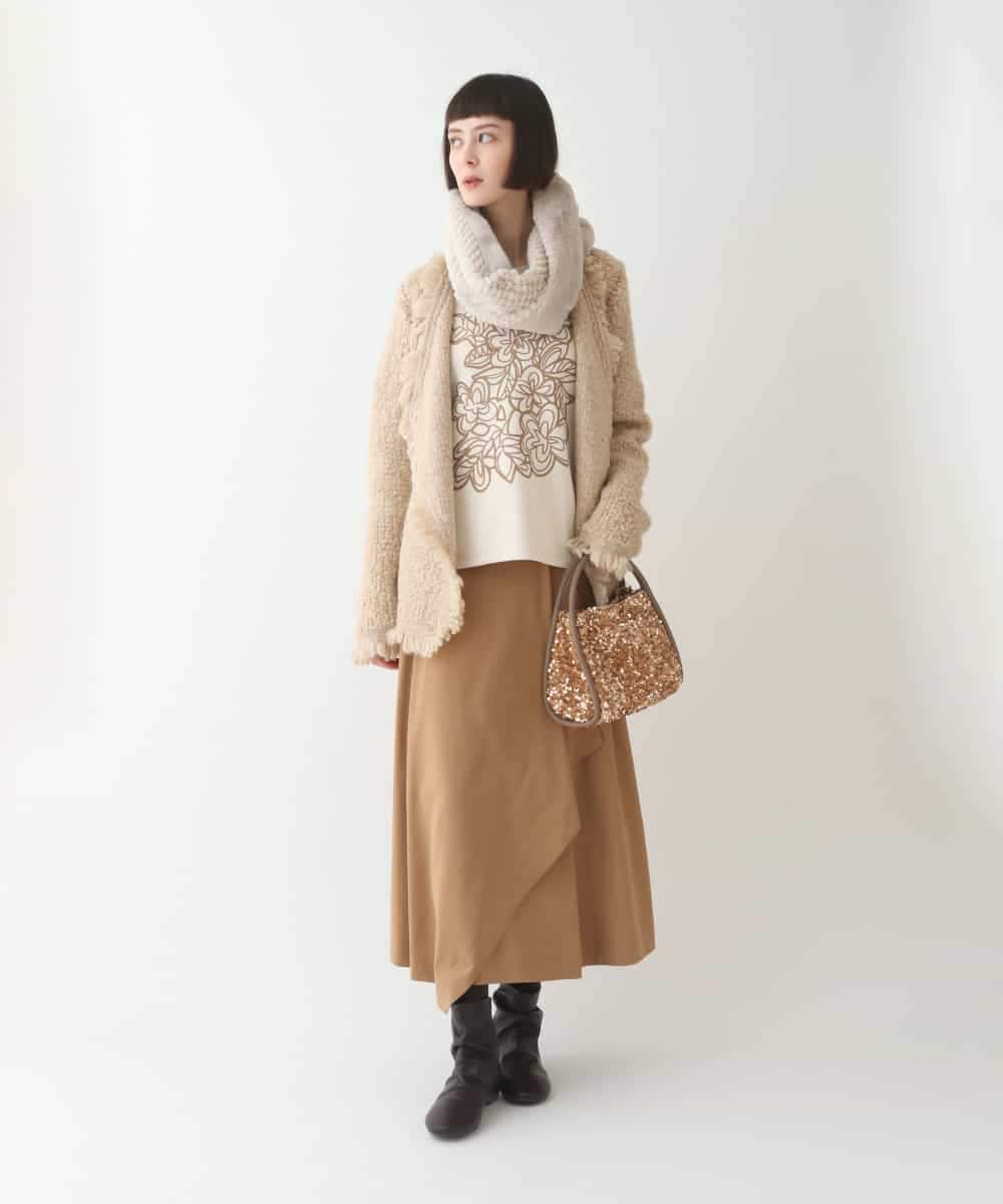 RLJAX11510 HIROKO BIS GRANDE(ヒロコ ビス グランデ) ループフリンジデザインジャケット ベージュ