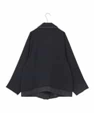 RLJDD02470 HIROKO BIS GRANDE(ヒロコ ビス グランデ) 【大きいサイズ】無地×ストライプレイヤード風ジャケット ネイビー