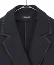 RLJDD02470 HIROKO BIS GRANDE(ヒロコ ビス グランデ) 【大きいサイズ】無地×ストライプレイヤード風ジャケット ネイビー