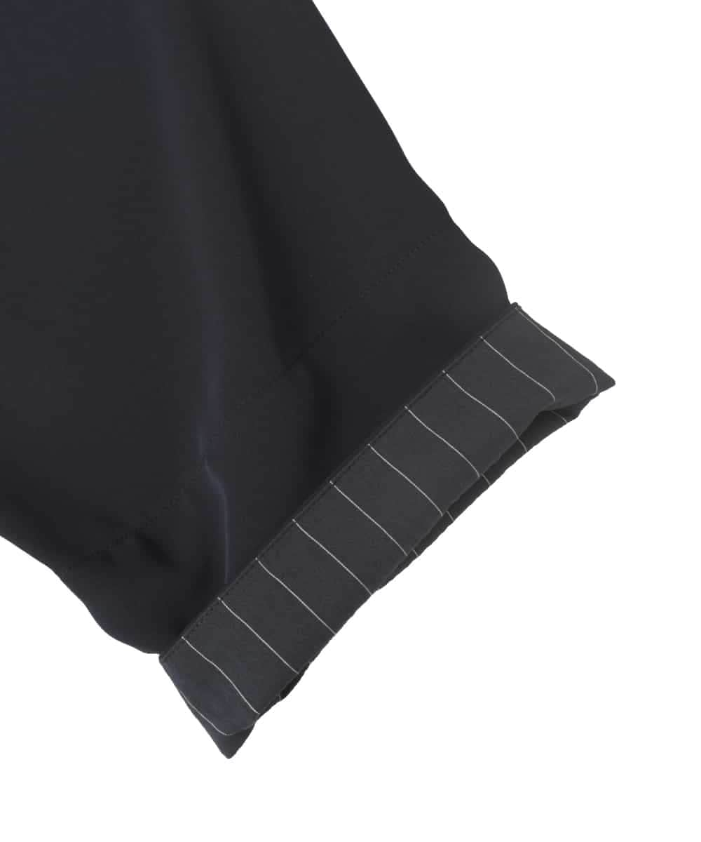 RLJDD02470 HIROKO BIS GRANDE(ヒロコ ビス グランデ) 【大きいサイズ】無地×ストライプレイヤード風ジャケット ネイビー