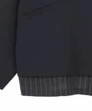 RLJDD02470 HIROKO BIS GRANDE(ヒロコ ビス グランデ) 【大きいサイズ】無地×ストライプレイヤード風ジャケット ネイビー