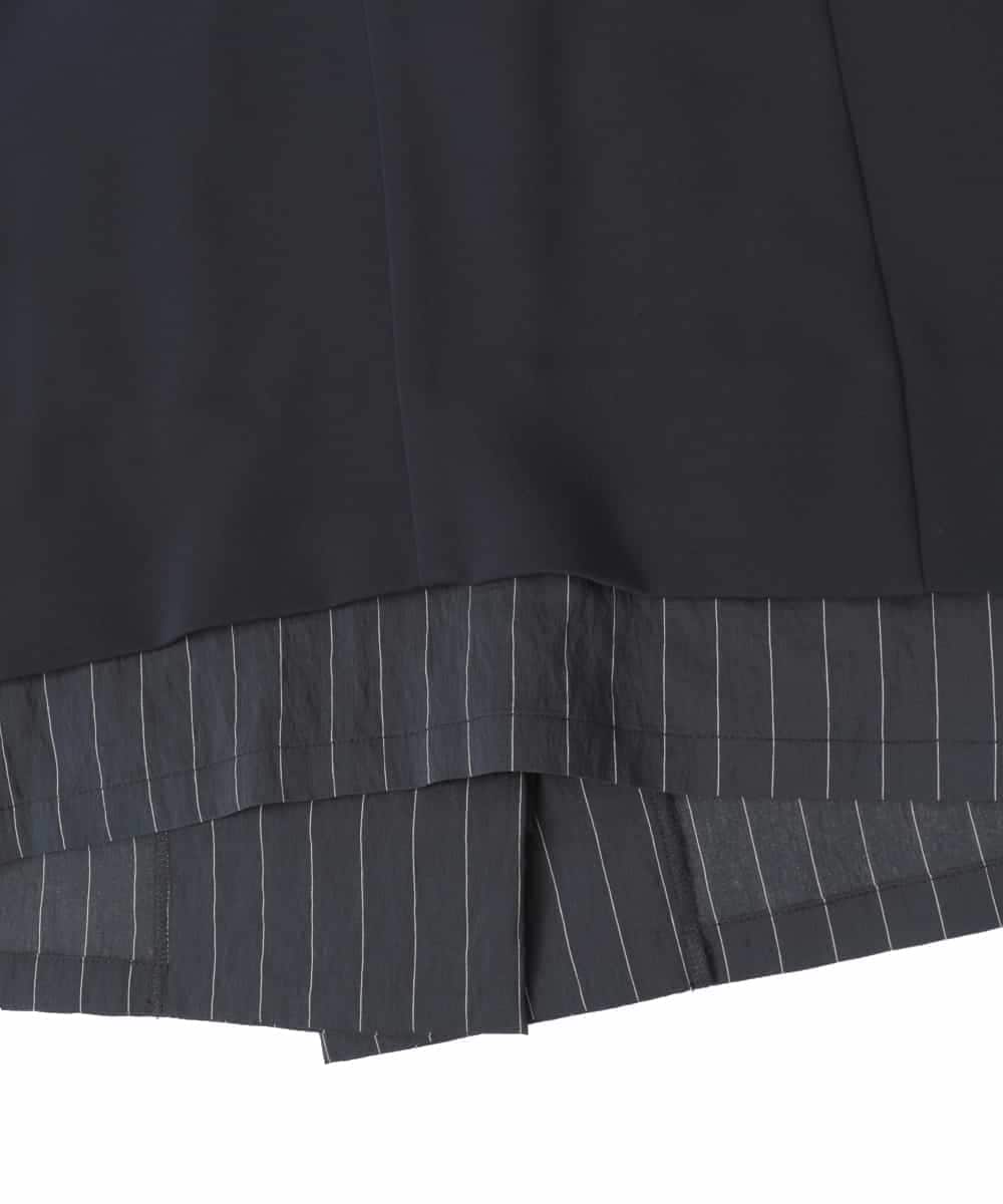 RLJDD02470 HIROKO BIS GRANDE(ヒロコ ビス グランデ) 【大きいサイズ】無地×ストライプレイヤード風ジャケット ネイビー