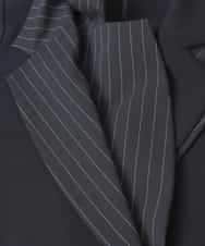 RLJDD02470 HIROKO BIS GRANDE(ヒロコ ビス グランデ) 【大きいサイズ】無地×ストライプレイヤード風ジャケット ネイビー