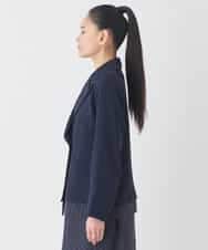 RLJDD02470 HIROKO BIS GRANDE(ヒロコ ビス グランデ) 【大きいサイズ】無地×ストライプレイヤード風ジャケット ネイビー