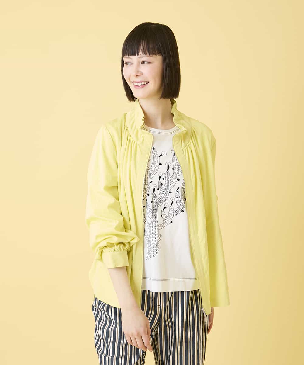 RLJED01410 HIROKO BIS GRANDE(ヒロコ ビス グランデ) 【大きいサイズ】ナチュラルワッシャーギャザーライトブルゾン ライトイエロー