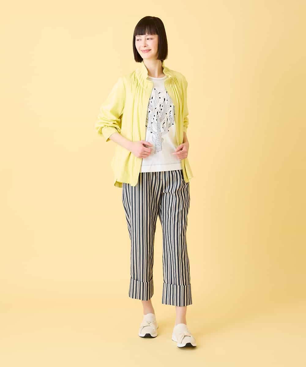 RLJED01410 HIROKO BIS GRANDE(ヒロコ ビス グランデ) 【大きいサイズ】ナチュラルワッシャーギャザーライトブルゾン ライトイエロー