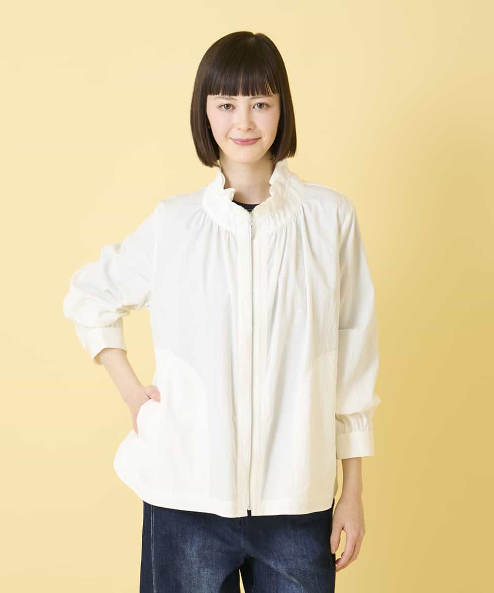 RLJED01410 HIROKO BIS GRANDE(ヒロコ ビス グランデ) 【大きいサイズ】ナチュラルワッシャーギャザーライトブルゾン ライトイエロー