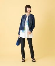 RLJED10350 HIROKO BIS GRANDE(ヒロコ ビス グランデ) 【大きいサイズ】ピンタックデニムジャケット /洗濯機で洗える ネイビー