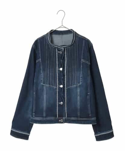 RLJED10350  【大きいサイズ】ピンタックデニムジャケット