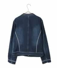 RLJED10350 HIROKO BIS GRANDE(ヒロコ ビス グランデ) 【大きいサイズ】ピンタックデニムジャケット ネイビー